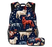 Gli animali della bandiera americana rimangono alla moda e organizzati con questo set di 2 zaini per ragazzi ragazze adolescenti, la tua borsa da viaggio definitiva per libri da viaggio!,