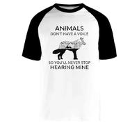 Gli Animali Non Hanno Voce Bianca A Maniche Corte con Maglietta da Baseball Unisex White Unisex Baseball Tee Short Sleeve T-Shirt