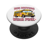 Gli autisti di autobus indossano lo scuolabus rosa per la sensibilizzazione al cancro PopSockets PopGrip Adesivo