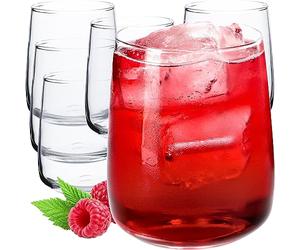 Gli bicchieri d'acqua Kadax, set di 6, bicchieri da bere, bicchieri di succo di vetro, bicchieri robusti per acqua, succo, giardino, festa, bevande, birra, bicchieri universali, (Rebeka, 330ml)