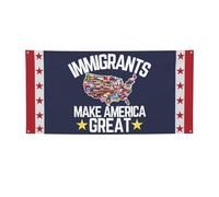 Gli immigrati rendono grande l'America, striscione 2x4, siamo tutti immigrati, striscione con 4 fori in metallo