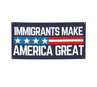 Gli immigrati rendono grande l'America, striscione 4x6, siamo tutti immigrati, striscione con 4 fori in metallo