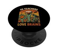 Gli insegnanti di educazione fisica zombie retrò amano il design dei cervelli PopSockets PopGrip Adesivo