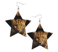 Gli orecchini a forma di stella in pelle con stampa leopardata dagli occhi profondi, accessori leggeri ed eleganti per feste, balli e vita quotidiana.