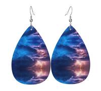 Gli orecchini da donna in pelle a forma di goccia Clouds sono adatti per feste, feste e regali., Misura unica