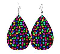 Gli orecchini da donna in pelle a forma di goccia con cuori arcobaleno sono adatti per feste, feste e regali., Misura unica
