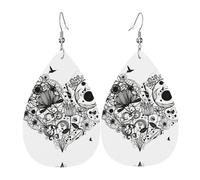 Gli orecchini da donna in pelle a forma di goccia con cuori di fiore sono adatti per feste, feste e regali., Misura unica