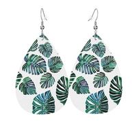Gli orecchini da donna in pelle a forma di goccia con foglie di banana sono adatti per feste, feste e regali., Misura unica