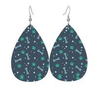 Gli orecchini da donna in pelle a forma di goccia con ossa e artigli di cane sono adatti per feste, feste e regali., Misura unica