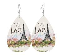 Gli orecchini da donna in pelle a forma di goccia della Torre Eiffel sono adatti per feste, feste e regali., Misura unica