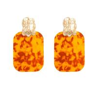 Gli orecchini geometrici rettangolari con stile retrò e stile di nicchia, ornamenti ad orecchio alto, sono stati stampati con un gattopardo della personalità esagerato