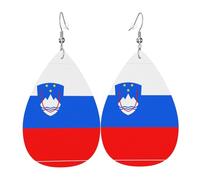Gli orecchini in pelle a forma di goccia con bandiera della Slovenia sono un accessorio lussuoso e alla moda adatto per le donne, che mostra il fascino individuale.