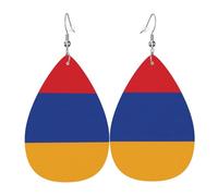 Gli orecchini in pelle a forma di goccia con bandiera dell'Armenia sono un accessorio lussuoso e alla moda adatto per le donne, che mostra il fascino individuale.