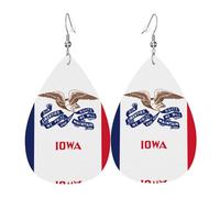 Gli orecchini in pelle a forma di goccia con bandiera dello stato dell'Iowa sono un accessorio lussuoso e alla moda adatto per le donne, che mostra il fascino individuale.