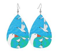 Gli orecchini in pelle a forma di goccia d'oca bianca felice sono un accessorio lussuoso e alla moda adatto per le donne, mostrando fascino individuale.