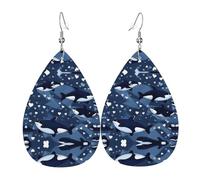 Gli orecchini in pelle a forma di lacrima Blue Killer Whale sono un accessorio lussuoso e alla moda adatto per le donne, mostrando fascino individuale.