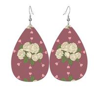 Gli orecchini in pelle a forma di lacrima con rosa bianca dell'amore sono un accessorio lussuoso e alla moda adatto per le donne, mostrando fascino individuale.