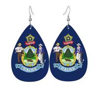 Gli orecchini in pelle a forma di lacrima della bandiera dello stato del Maine sono un accessorio lussuoso e alla moda adatto per le donne, mostrando fascino individuale.