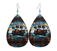 Gli orecchini in pelle a forma di lacrima della nave pirata del fumetto sono un accessorio lussuoso e alla moda adatto per le donne, mostrando fascino individuale.