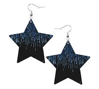 Gli orecchini pendenti a forma di stella in pelle sintetica blu binario in pvc