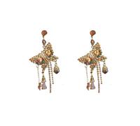 Gli orecchini tassel della farfalla dorata, con cristalli artificiali antichi e interiora di diamante esagerati, esibiscono una vibe elegante e sofisticata. Sono orecchini lunghi