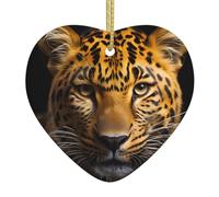 Gli ornamenti in ceramica a forma di cuore a forma di leopardo dagli occhi profondi per la decorazione della parete della casa, feste in giardino e decorazioni per albero di Natale.