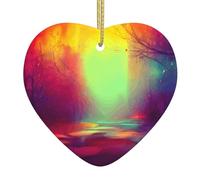 Gli ornamenti natalizi a forma di cuore in ceramica con stampa colorata da sogno sono una scelta ideale per le decorazioni natalizie.