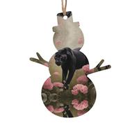 Gli ornamenti natalizi in legno con pantera tra i fiori rosa e i ciondoli natalizi stampati sono perfetti per davanzali, caminetti e pareti