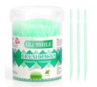GLI-Smile BrushPicks - Stuzzicadenti interdentali, morbidi spazzolini interdentali e plettri per filo interdentale 2 in 1, rimozione della placca dentale, 500 stuzzicadenti, menta, 1 confezione