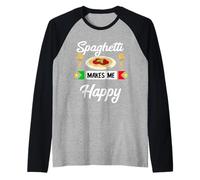 Gli Spaghetti Italiani Mi Rendono Felici i Noodles di Pasta Maglia con Maniche Raglan