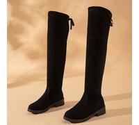 Gli stivali al ginocchio con tacco medio alla moda sono progettati per le ragazze adolescenti con elementi elastici e a laccio decorativo, stivali tutto in uno EUR34,EUR35,EUR36,EUR37,EUR38,EUR39,EUR4