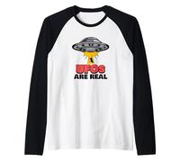 Gli UFO Sono Reali (Funny Alien Graphic) Maglia con Maniche Raglan