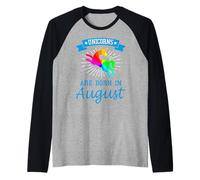 Gli unicorni Nascono ad Agosto Birthday Pride Maglia con Maniche Raglan