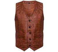 Gli Uomini Liscia Capra Scamosciata Smart in Pelle Abbronzatura Gilet 5XL