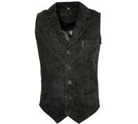Gli Uomini Liscia Capra Scamosciato Classico Elegante Nero Gilet in Pelle