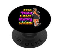 Gli uomini veri amano le donne nere della melanina carina della donna spessa curvy PopSockets PopGrip Adesivo
