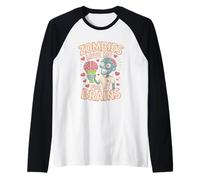 Gli zombi mi amano per il mio cervello Halloween Maglia con Maniche Raglan