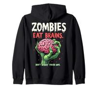Gli zombie mangiano il cervello Divertente umorismo nero Felpa con Cappuccio