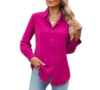 GliAnTok Camicia da Donna a Maniche Lunghe con Bottoni, Ultra Morbida, Elastica, Senza Pieghe, per Lavoro, Casual, per Affari e Ufficio, XL