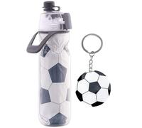 GlibberToy Borraccia da Calcio 590ml con Spray, Portachiavi a Tema Football, Bottiglia Senza BPA a Prova di Perdite, Borraccia Grande Formato, per Bambini Adulti Scuola Sport Compleanno Festa Calcio