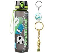 GlibberToy Borraccia da Calcio 750ml con Portachiavi a Tema Sportivo, Bottiglia Plastica Senza BPA, Borraccia Sportiva Capiente Antiperdita, per Bambini Adulti Scuola Sport Compleanno Festa Calcio