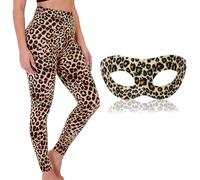 GlibberToy Leopard Costume da donna per Halloween, con stampa leopardata, con leggings elasticizzati, a vita alta, per feste e erba, Halloween o costume da ballo