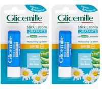 GLICEMILLE | Stick Labbra Idratante, SPF 15, con BIO Camomilla, Glicerina e Bio Aloe, 5,5ml (Confezione da 2)