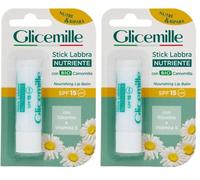 GLICEMILLE | Stick Labbra Nutriente, SPF 15, con BIO Camomilla, Glicerina e Vitamina E, 5,5ml (Confezione da 2)