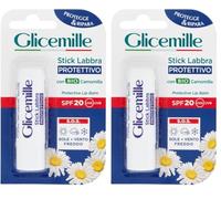 GLICEMILLE | Stick Labbra Protettivo, SPF 20, con BIO Camomilla, 5,5ml (Confezione da 2)