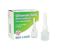 Glicerolo Sella Prima Infanzia 2,25g Soluzione Rettale con Camomilla e Malva Trattamento Stitichezza Occasionale, 6 Contenitori Monodose
