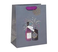 Glick Borsa regalo di lusso, con scritta "Time to Celebrate and Congratulations", motivo "Time to Celebrate", 26 x 31,5 x 13,5 cm, rosa e viola