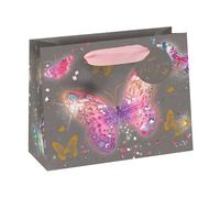 Glick Busta regalo con farfalle orizzontali, 175 x 225 x 100 mm, borsa riciclabile di lusso per compleanni e celebrazioni