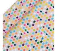 Glick Confezione da 2 fogli di carta da regalo con stelle, per compleanni e celebrazioni, 2 rotoli riciclabili (ciascuno 4 m x 70 cm), multicolore