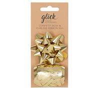 Glick Confezione multipla di nastri arricciati e fiocchi dorati metallizzati per confezioni regalo, arti e mestieri e tutte le celebrazioni, oro
